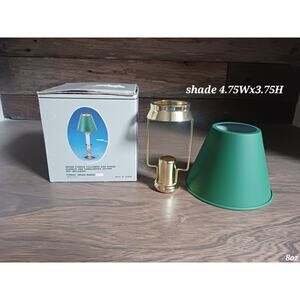 Brass Candle Follower And Forest Green Shade Vintage New in Box